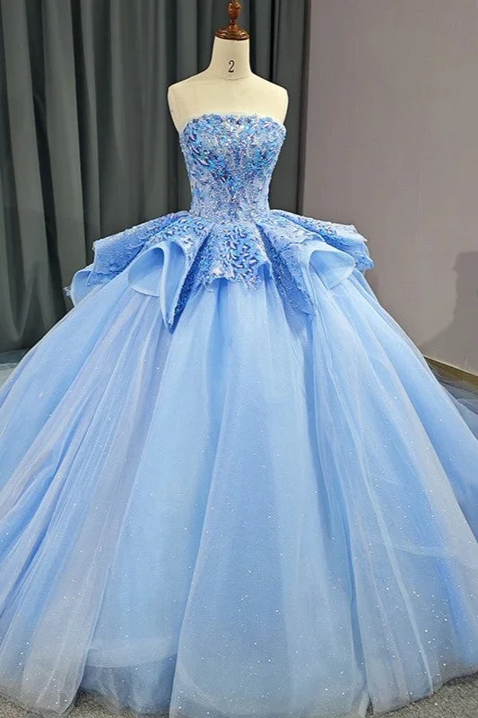 Stylish Strapless Lace Up Quinceanera Dresses Sequins Ball Gown Shiny Sequin Dress