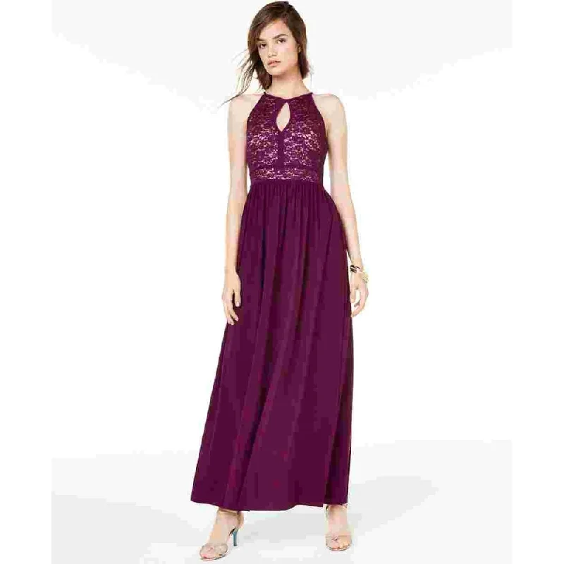 Morgan & Company Women's Sequined Printed Halter Maxi Mermaid Formal Dress Purple Size 5 Sequin Maxi Dress