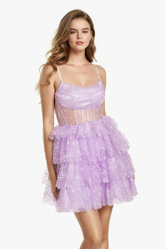 See-through Sequins New Arrival Homecoming Dresses Satin Sequin Dress