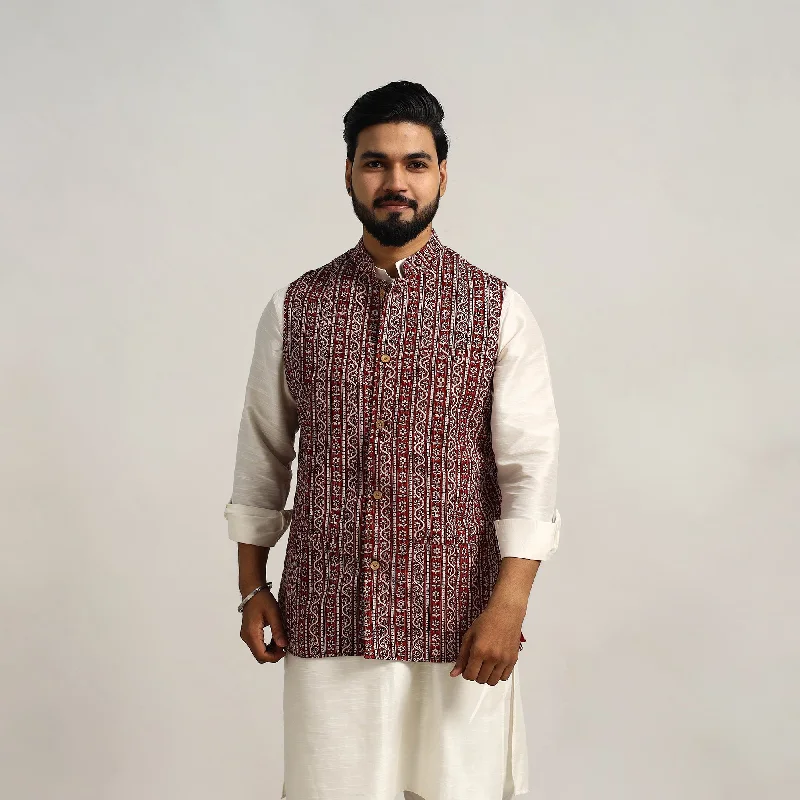 Red - Bagh Print Nehru Jacket for Men 13 Women's sporty jackets