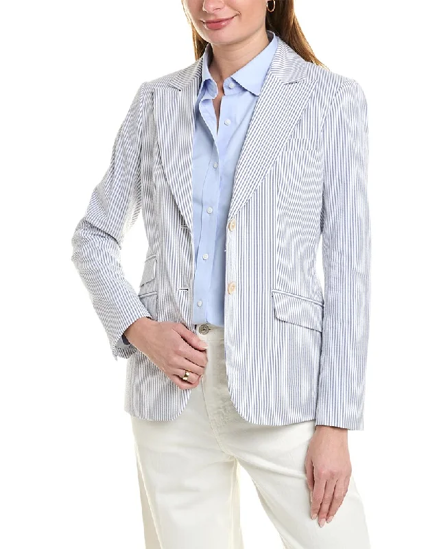 Brooks Brothers Seersucker Jacket Fitted Blazer Jacket