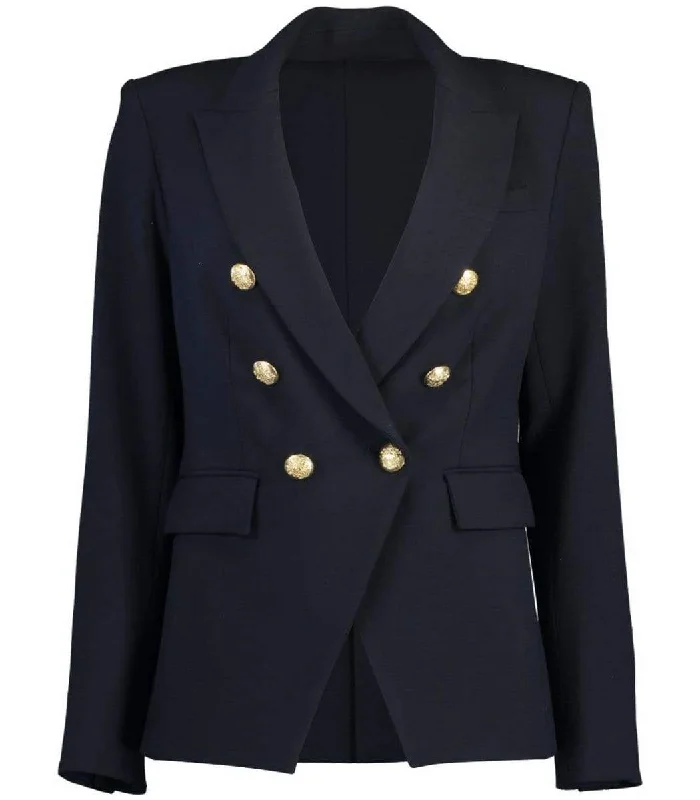 Veronica Beard Women's Navy Blue Dickey Classic Double Breasted Jacket Blazer Structured Blazer Jacket