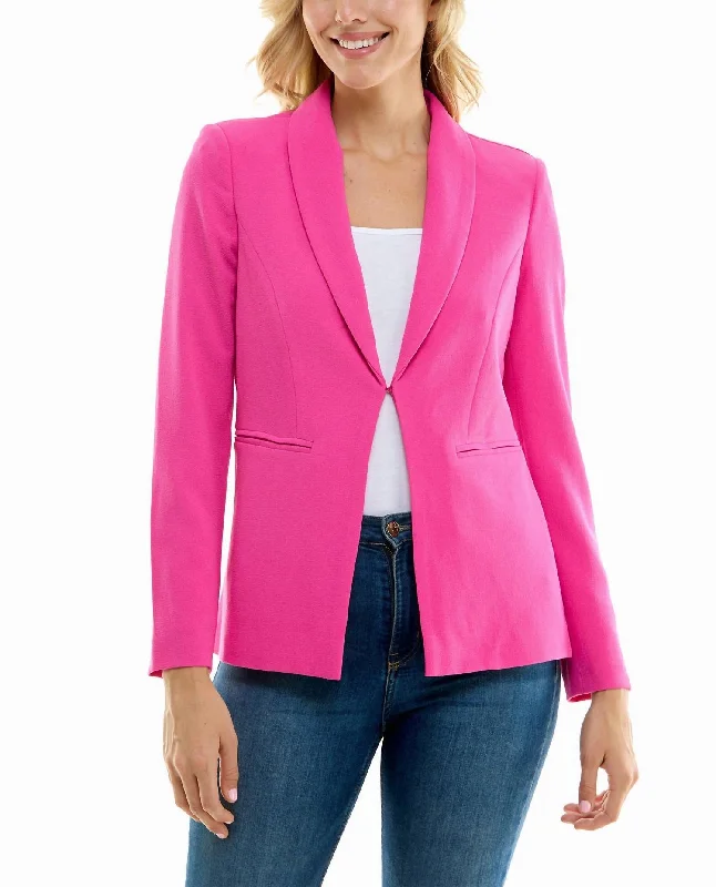 Isla Stretch Crepe One Button Blazer In Precious Pink Workwear Women’s Blazer