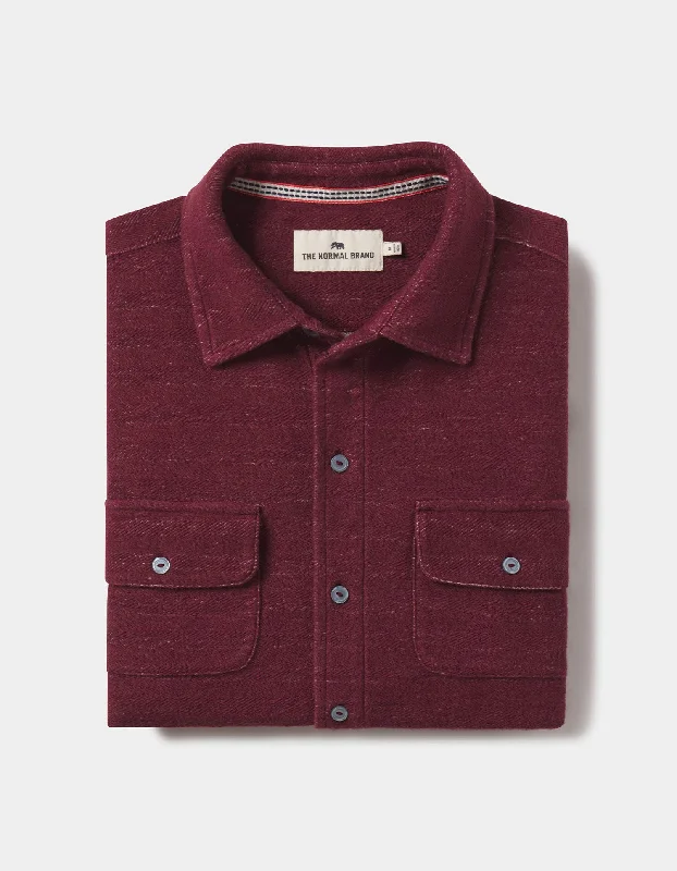 Textured Knit Shirt in Wine