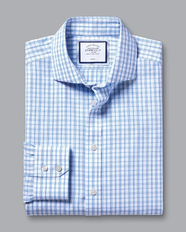 Cutaway Collar Non-Iron Graph Check Extra Slim Fit Shirt - Royal Blue