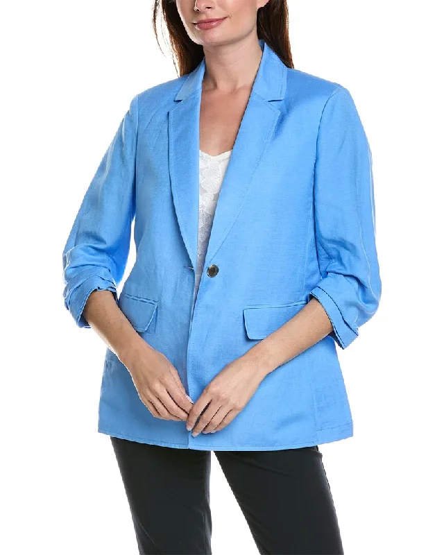 Anne Klein One-Button Linen-Blend Jacket Chic Blazers for Women