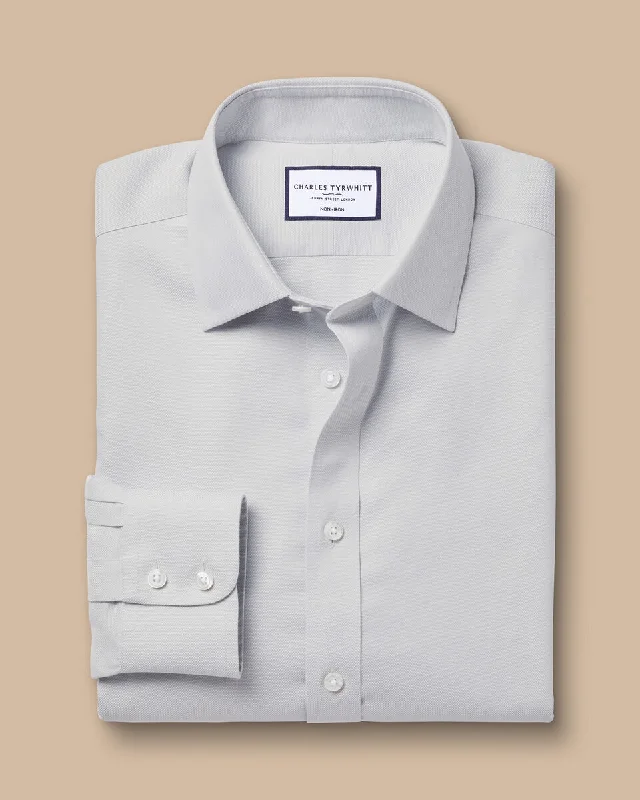 Extra Slim Fit Non-Iron Royal Oxford Shirt - Silver Grey