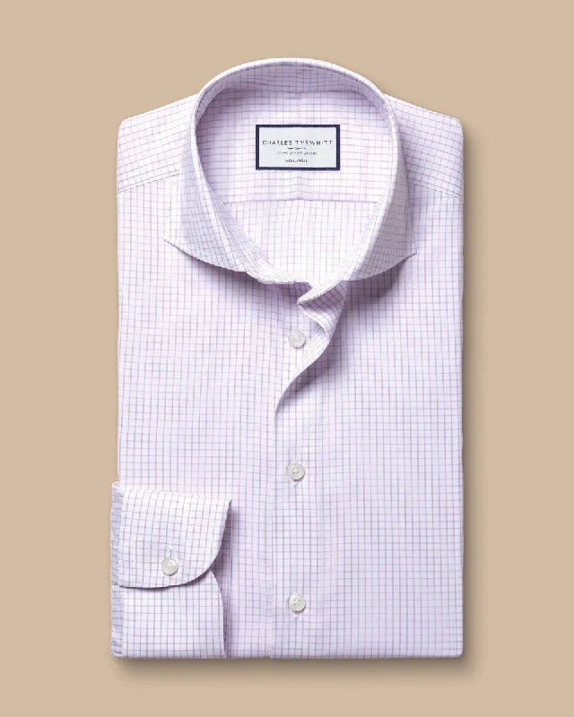 Non-Iron Performance Twill Fine Check Extra Slim Fit Shirt - Lilac Purple