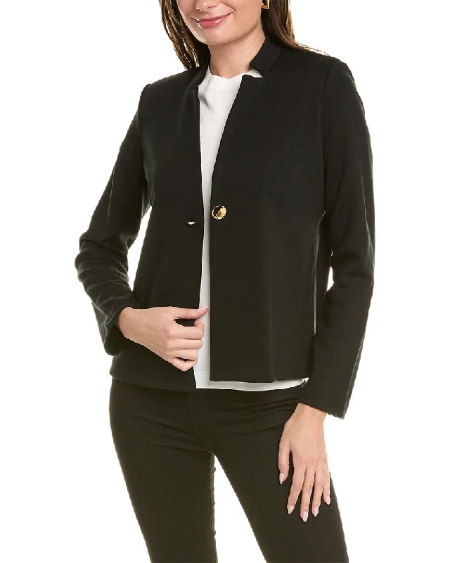 St. John Milano Knit Wool-Blend Jacket Long Blazer Style