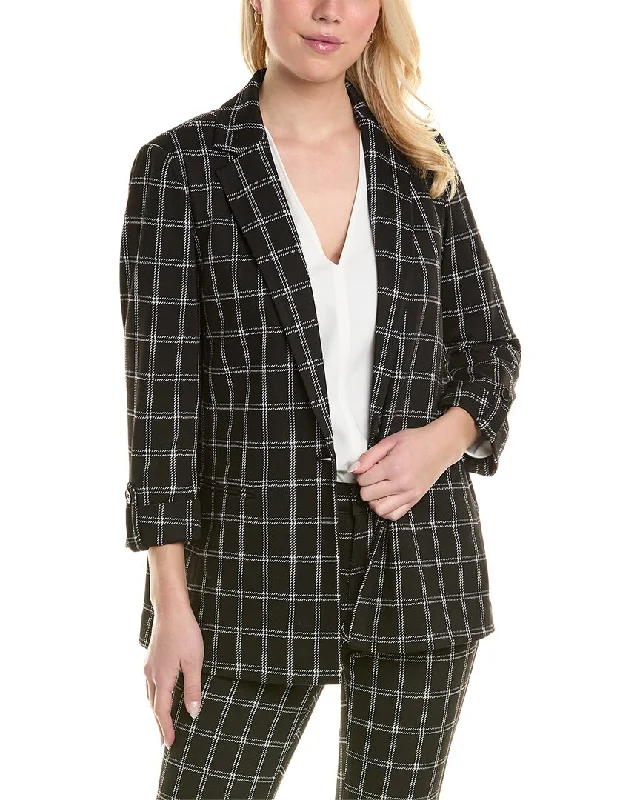 Jones New York Ponte Plaid One-Button Blazer Vintage Blazers for Women