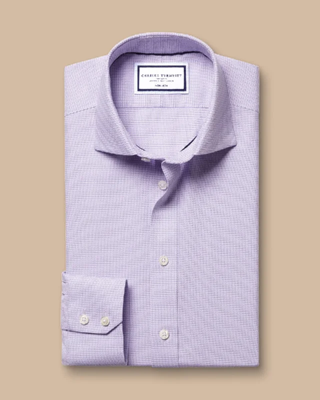 Cutaway Collar Non-Iron Stretch Kensington Weave Slim Fit Shirt - Lilac Purple