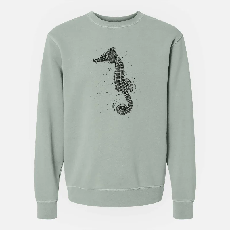 Hippocampus ingens - Pacific Seahorse - Unisex Pigment Dyed Crew Sweatshirt Printed Hooded Sweatshirts