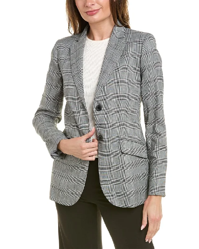 Brooks Brothers Glen Plaid Linen-Blend Blazer Blazer Dress for Women