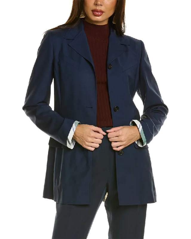 LANVIN Silk-Trim Wool & Mohair-Blend Jacket Women’s Blazer Trend