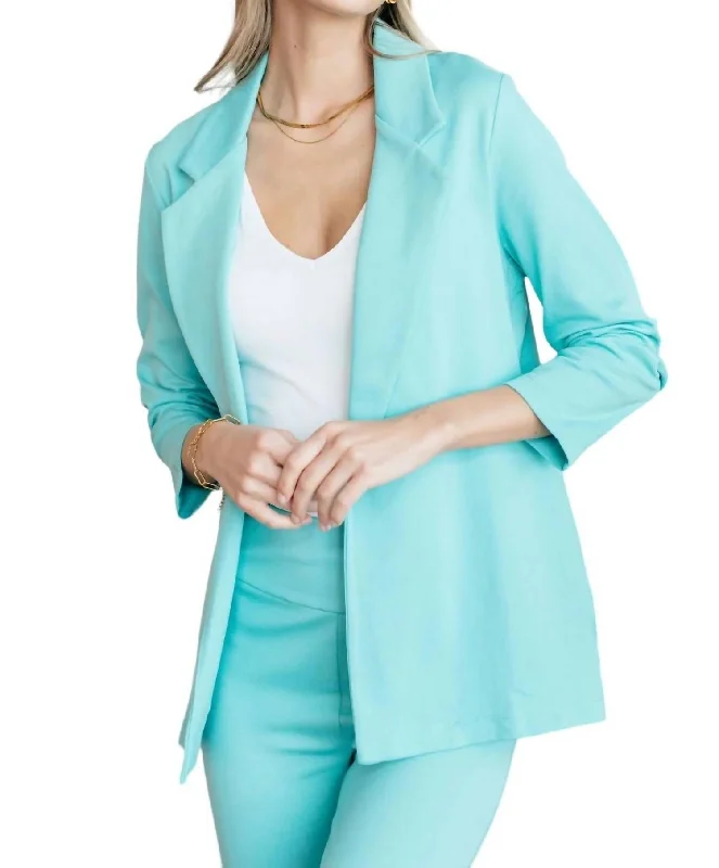 Magic 3/4 Blazer In Aqua Classic Office Blazer