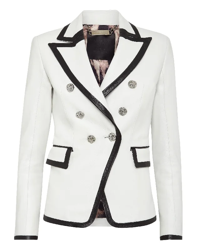 Padded Leather Blazer Fitted Women’s Blazer