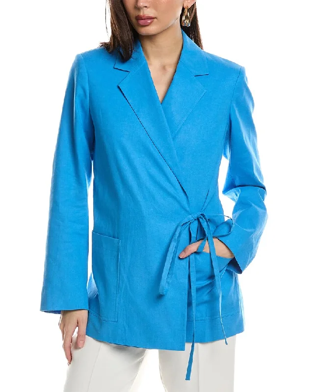 Jason Wu Tie Detail Linen-Blend Blazer Women’s Double-breasted Blazer