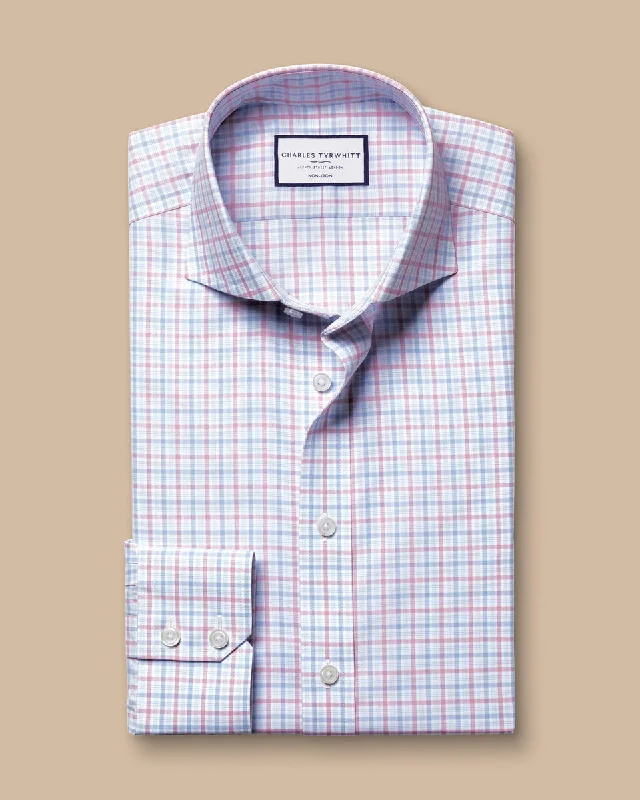 Cutaway Collar Non-Iron Poplin Slim Fit Shirt - Pink & Sky