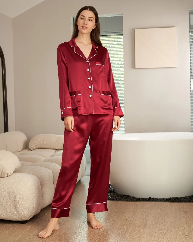 22 Momme Chic Trimmed women Silk Pajamas Set Petite pajama sets