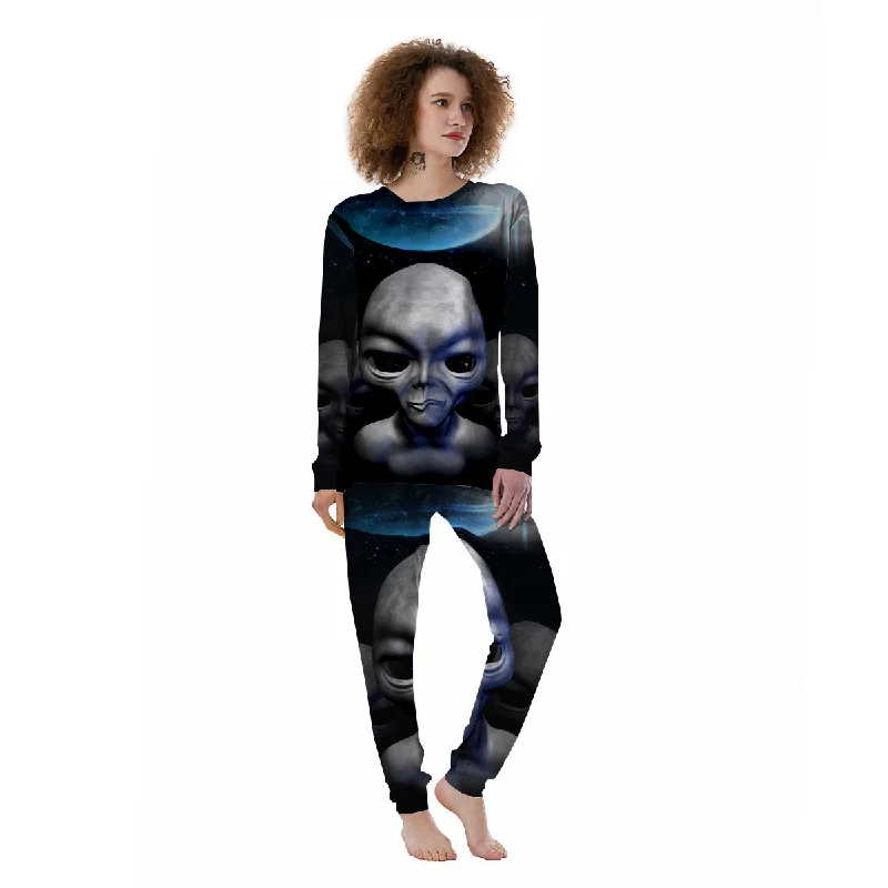 3D Grey Alien Print Women's Pajamas Cheap pajama sets