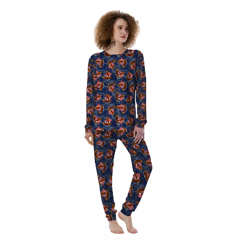 American Eagle Denim Print Pattern Women's Pajamas Best pajama sets for honeymoon