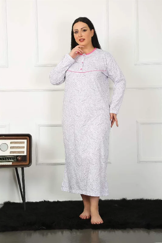 Big Long Sleeve Fuchsia Mother Nightgown 1359 Best pajama sets for hot sleepers