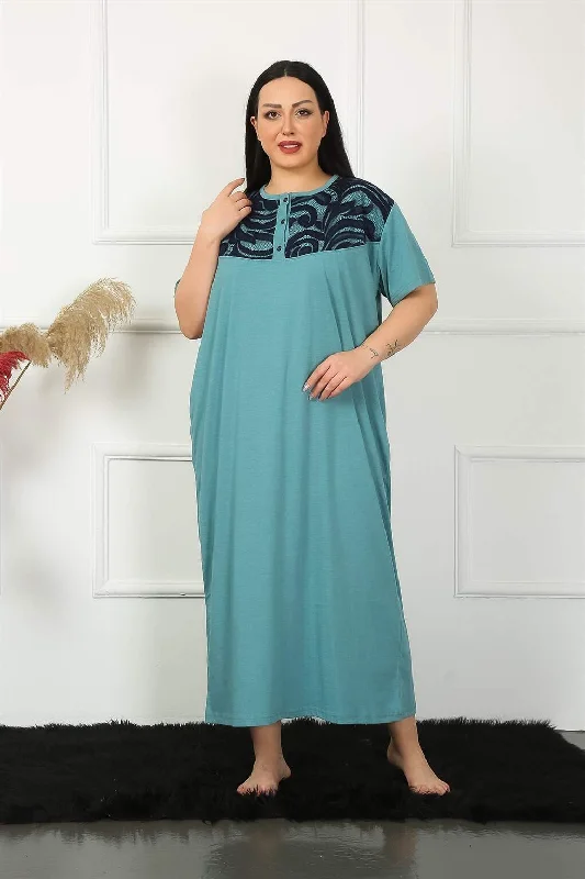 Lacy Short Sleeve Oil Mother Nightgown 1348 Budget-friendly pajama sets