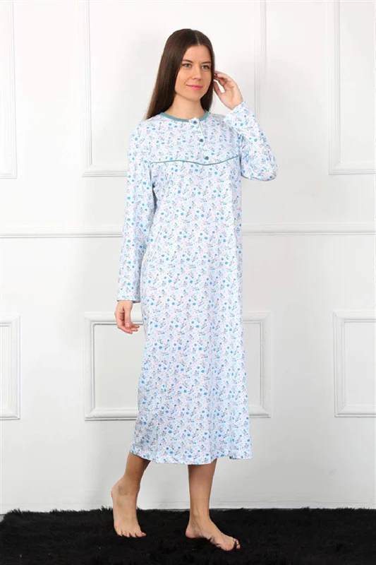 Long Sleeve Blue Mother Nightgown 1360 Warm pajama sets