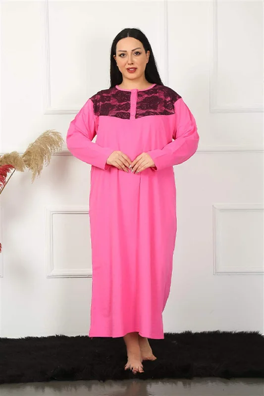 Long Sleeve Lace Fuchsia Mother Nightgown 1355 Jogger pajama sets