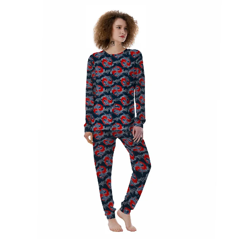 Tattoo Koi Fish Japanese Print Pattern Women's Pajamas Amazon pajama sets