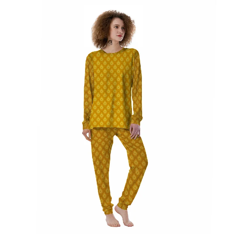 Texture Pineapple Print Pattern Women's Pajamas Minimalist pajama sets