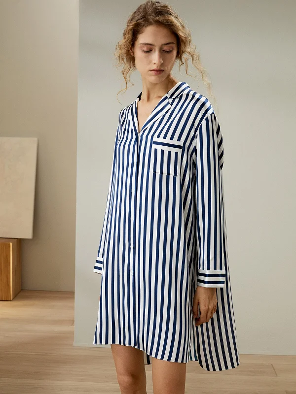 Amalfi Button-Up Striped Nightshirt Winter pajama sets