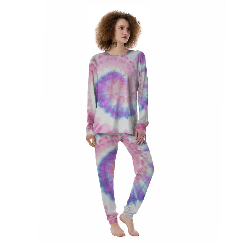 Tie Dye Pastel Spiral Print Women's Pajamas Cozy winter pajama sets