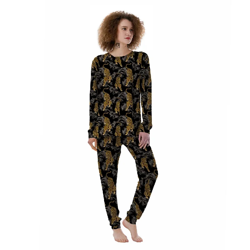 Tiger Japanese Print Pattern Women's Pajamas Shein pajama sets