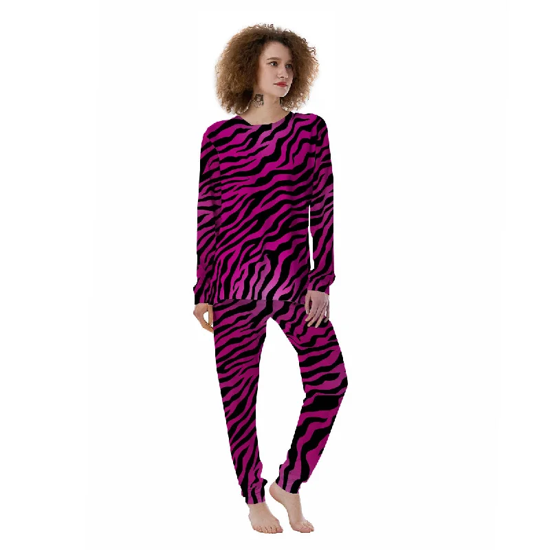 Tiger Stripe Black And Pink Print Women's Pajamas Party pajama sets