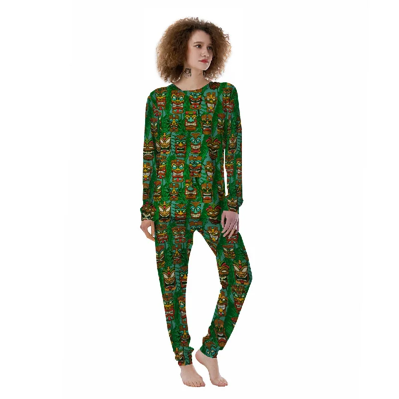 Tiki Hawaiian Print Pattern Women's Pajamas Shorts pajama sets