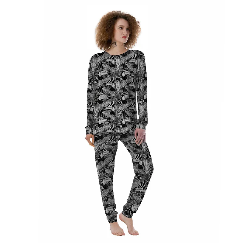 Toucan Black Illusion Print Pattern Women's Pajamas Velvet pajama sets