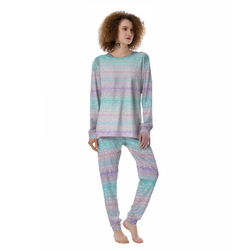 Tribal Aztec Pastel Print Pattern Women's Pajamas Trendy pajama sets for women