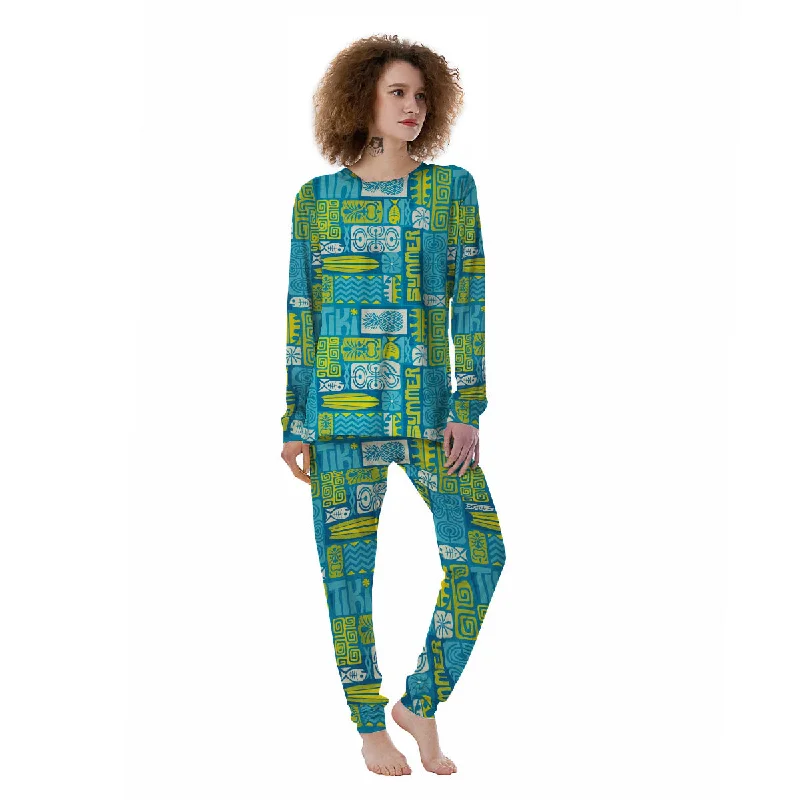 Tribal Hawaii Polynesian Print Women's Pajamas Custom pajama sets with names