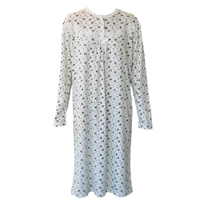 Women's Cotton Long Sleeve Nightie - Elly Fleece pajama sets