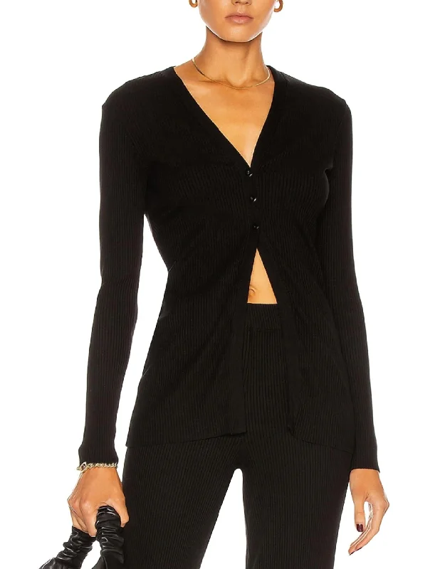 Rib Tunic Cardigan In Black Eco-friendly sweaters