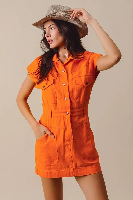 Game Day Button Up Utility Dress Comfortable mini dresses for everyday wear