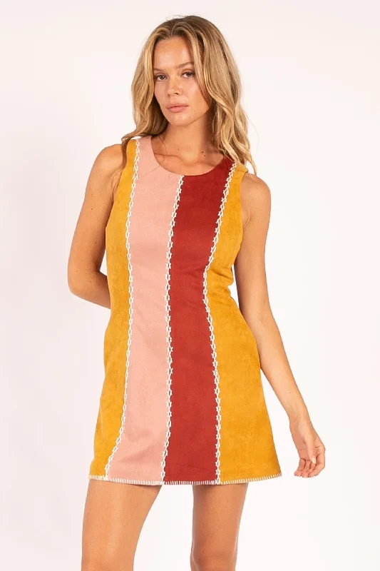 Color Block Suede Mini Dress New Year's Eve mini dresses