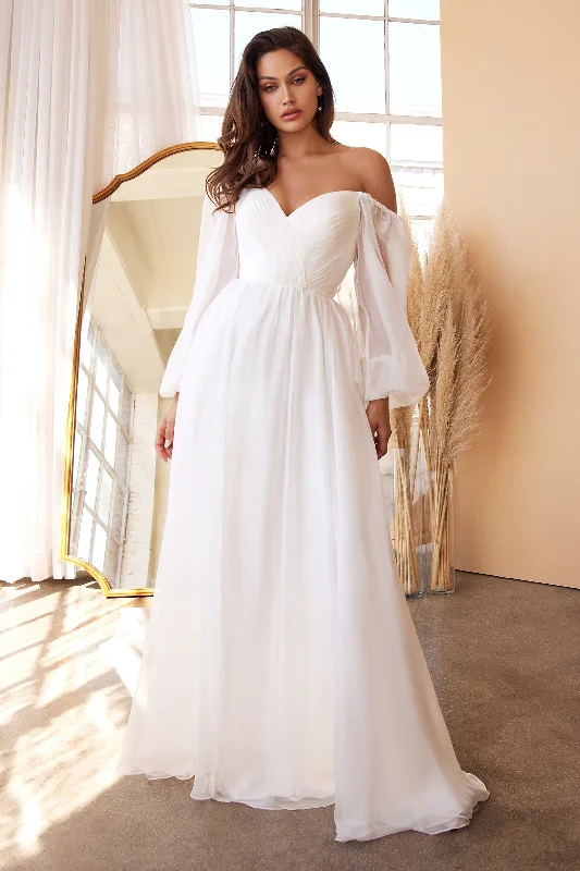 Cinderella Divine CD243W: Enchanting Chiffon Wedding Gown for a Fairytale Day Sleeveless Bridal Gown