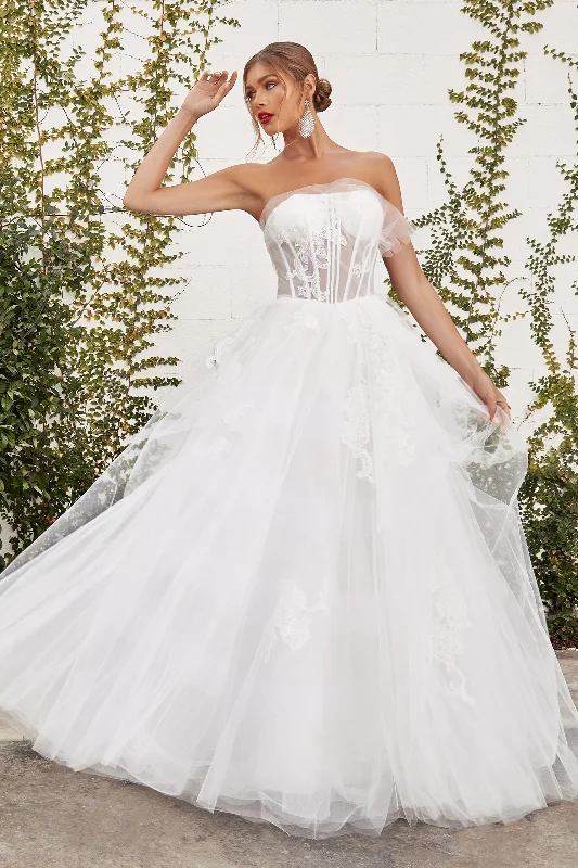 Cinderella Divine: Enchanting Strapless Lace AppliquÃ© Ballgown for Unforgettable Occasions Sleek Wedding Dress