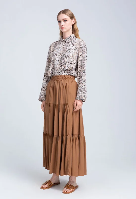 Solid Tiered Skirt Neutral tone unclassified skirts