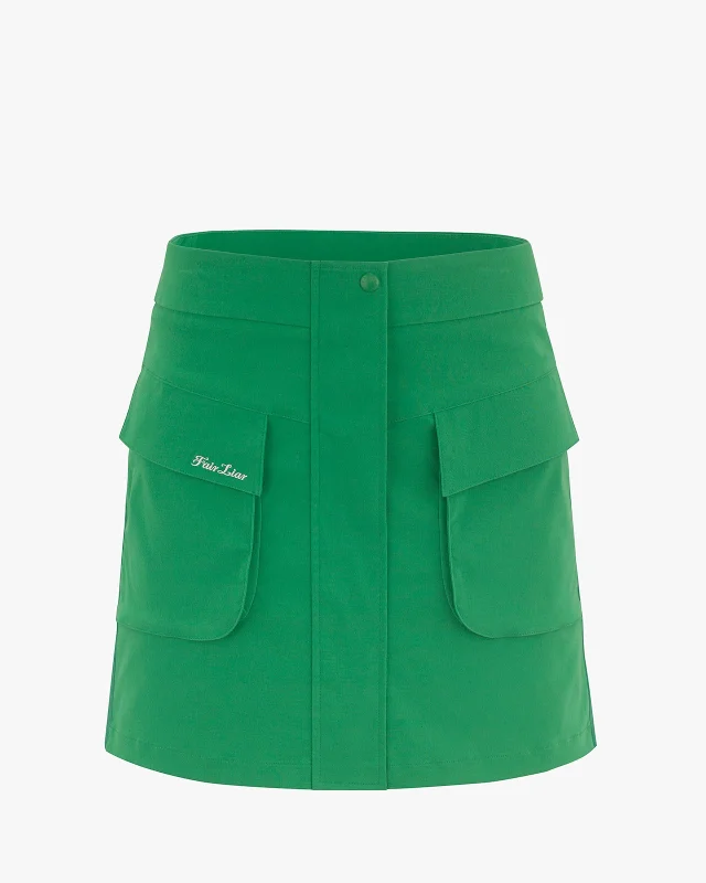 Cargo Flared High Waist Skirt - Green Metallic unclassified skirts