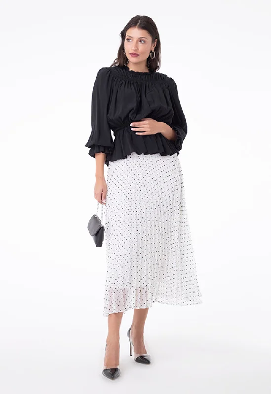 Dotted Pleated Skirt Date night unclassified skirts