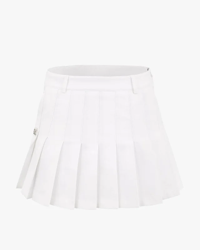 Flare Pleated Skirt -White Elegant evening unclassified skirts