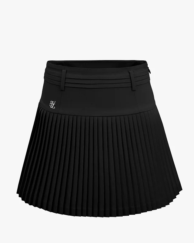 High-waisted Flare Pleated Skirt - Black Best-selling unclassified skirts